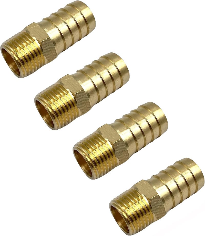 Bumugufu 4 قطع محولات خرطوم ذكر 1/2" NPT إلى 3/4" بارب، تركيبات أنابيب نحاسية 3/4" بارب إلى 1/2" NPT ذكر لأنظمة المياه والوقود - Image 3